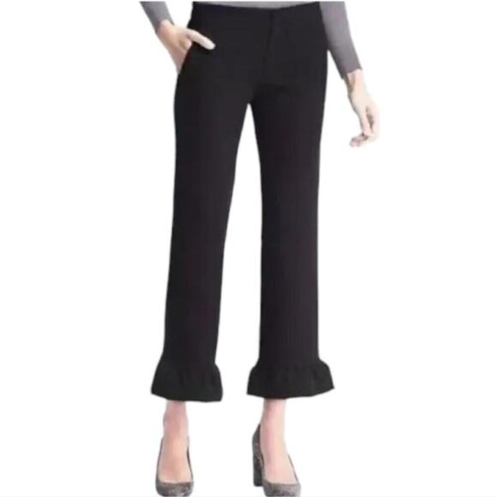 Banana Republic Black Logan Crop Ruffle Hem Cropped‎ Pants Plus Size 16